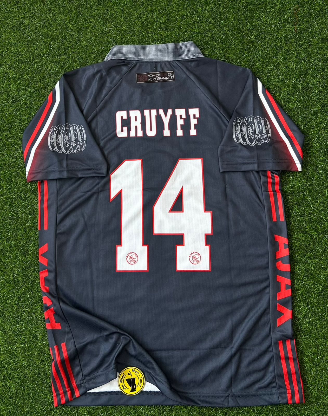 AJAX 1997-98 AWAY KIT, HALFSLEEVE POLO EMBROIDERY