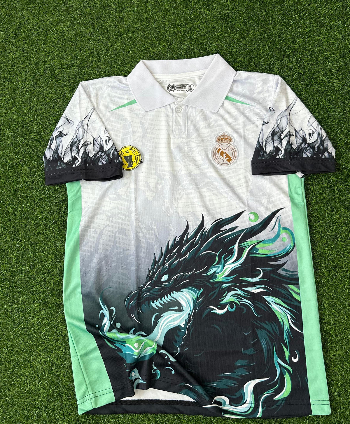 REAL MADRID SPECIAL EDITION White Dragon 2025–26 Jersey Half-Sleeve Polo T-Shirt (Embroidered)