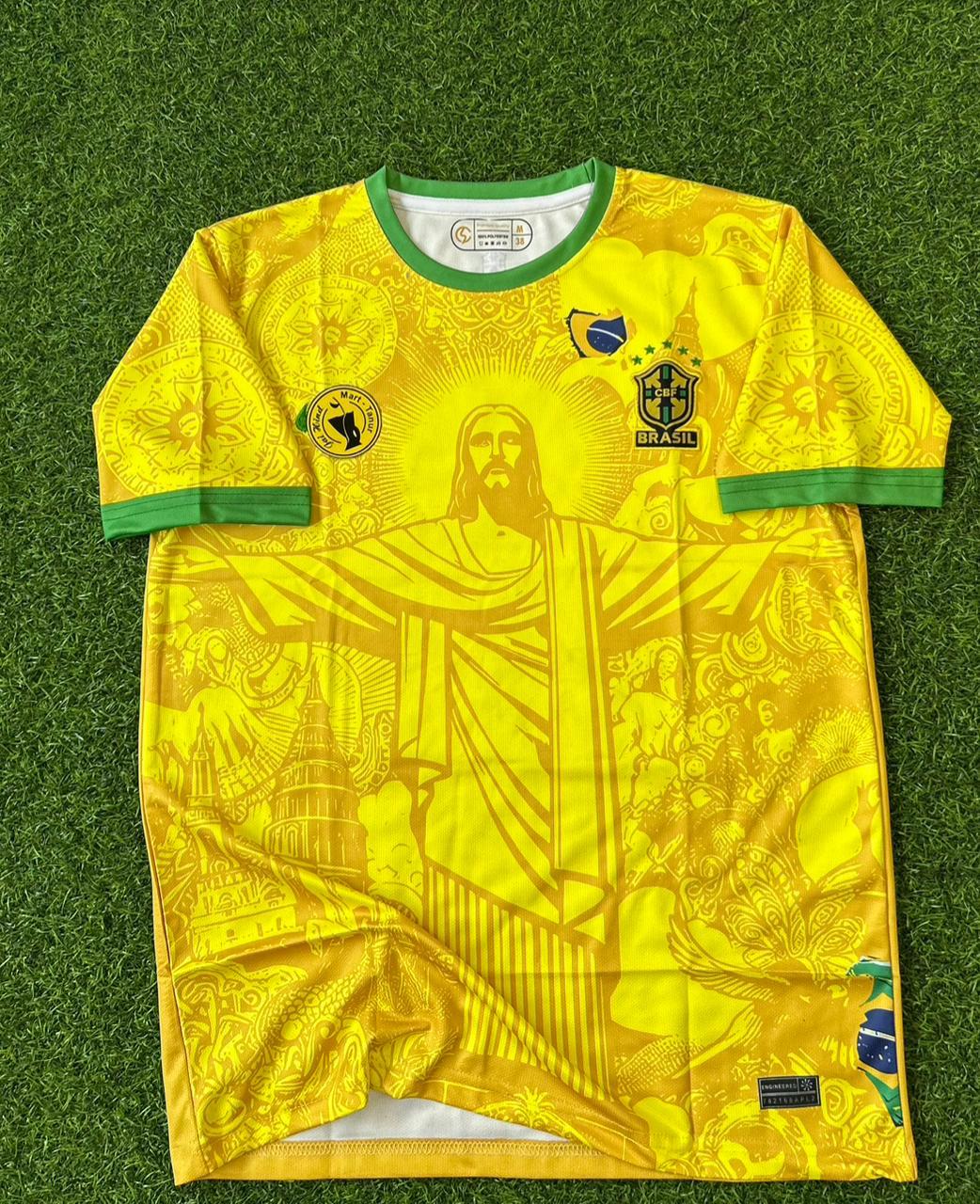 BRAZIL X CHRIST YELLOW , SPECIAL KIT, HALFSLEEVE EMBROIDERY