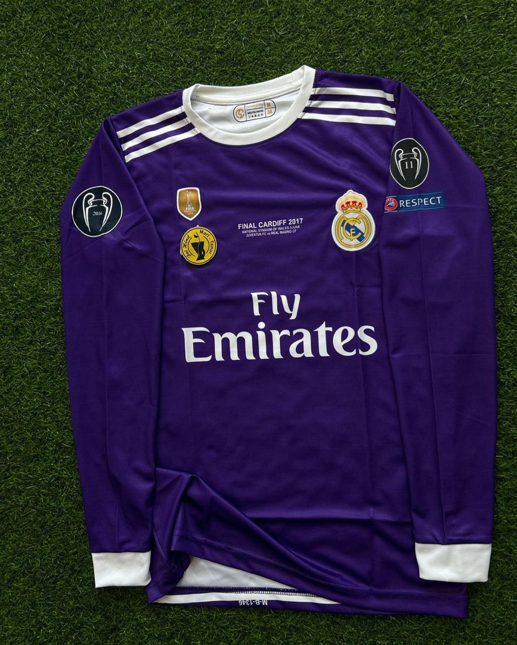 REAL MADRID 2016 AWAY KIT. FULLSLEEVE EMBROILEDERY