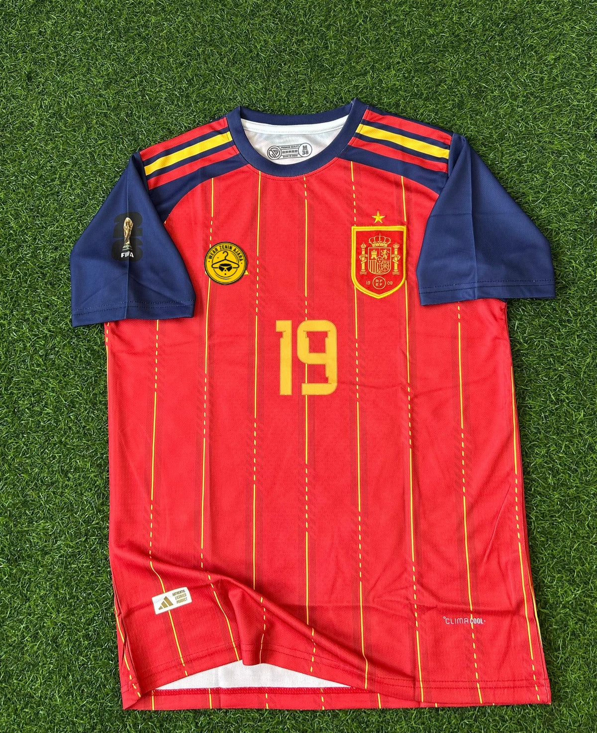 SPAIN 20226 WORLD CUP HOME KIT, HALFSLEEVE EMBROIDERY