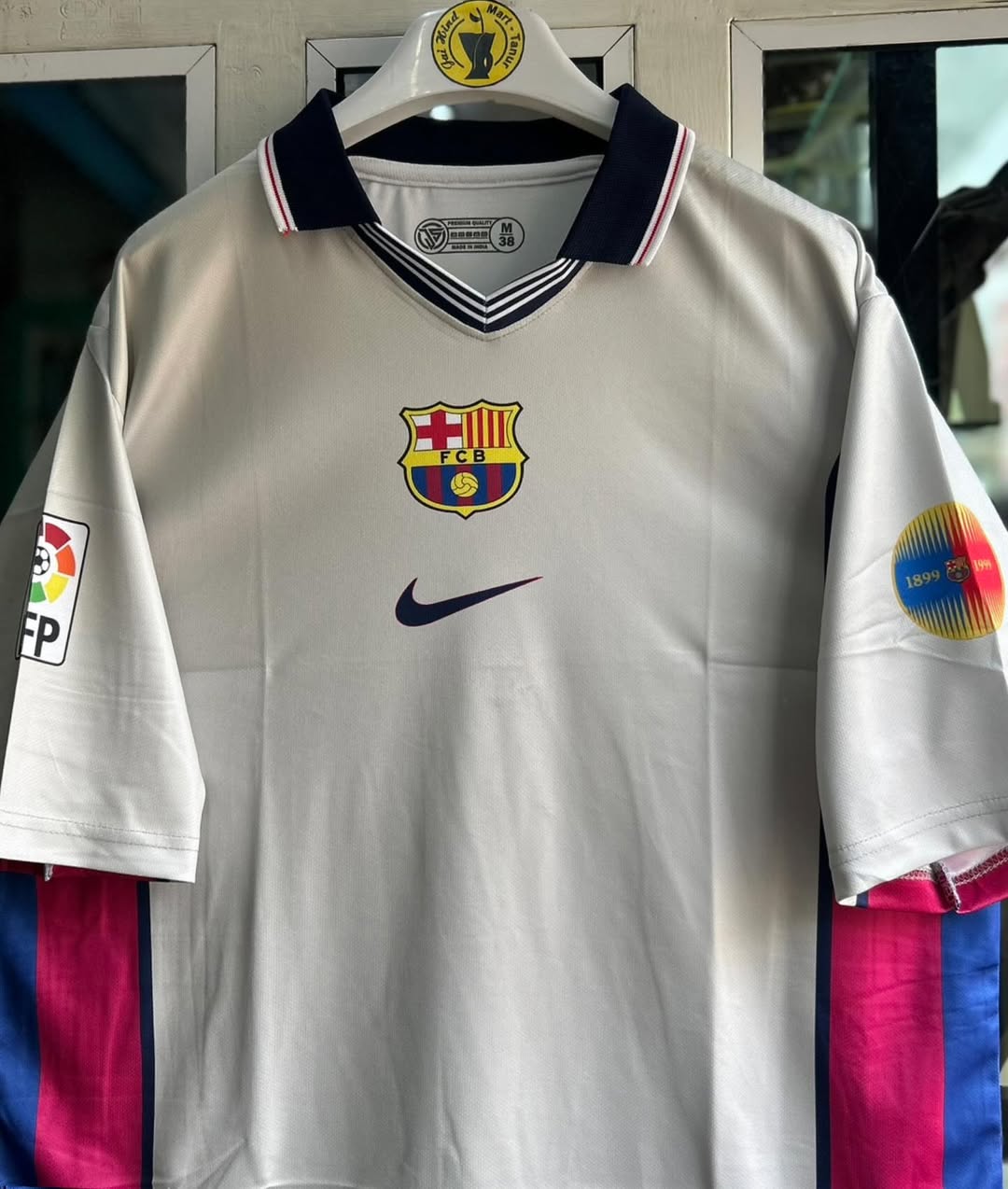 BARCELONA 1998-99 SEASON AWAY KIT. FIVESLEEVE POLO SUBLIMATION