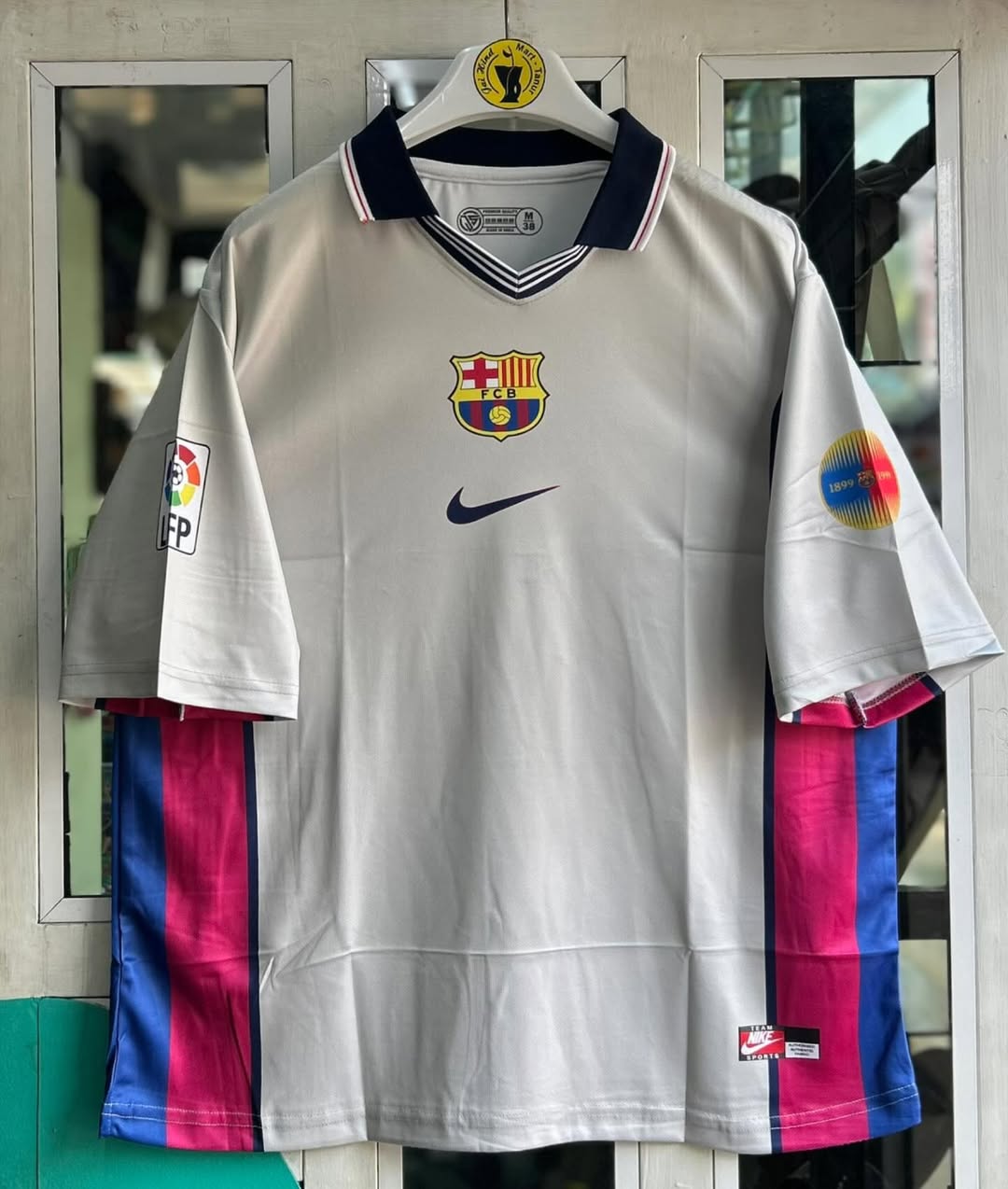 BARCELONA 1998-99 SEASON AWAY KIT. FIVESLEEVE POLO SUBLIMATION