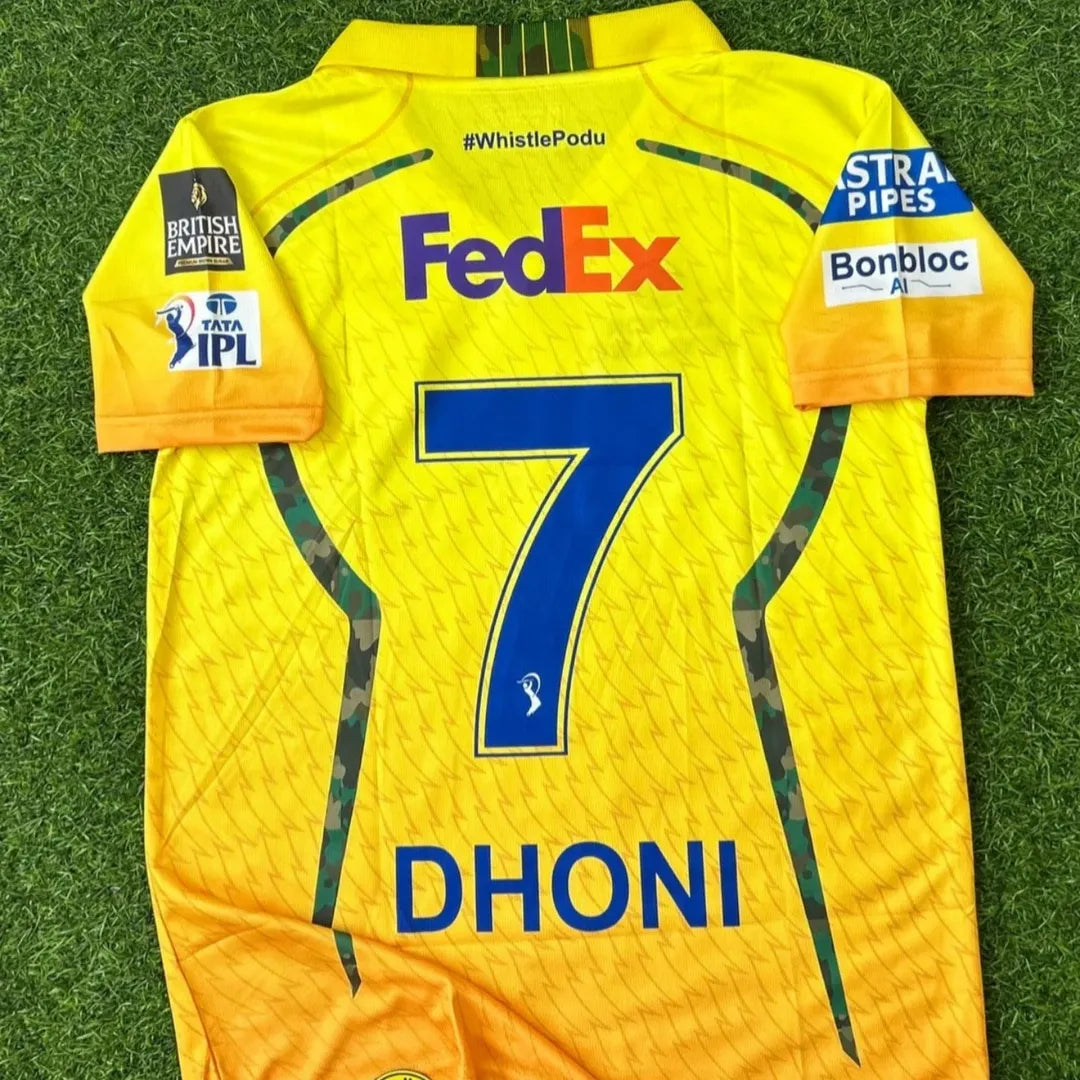 Chennai Super Kings IPL Dhoni Cricket Jersey – Half Sleeve Polo Sublimation
